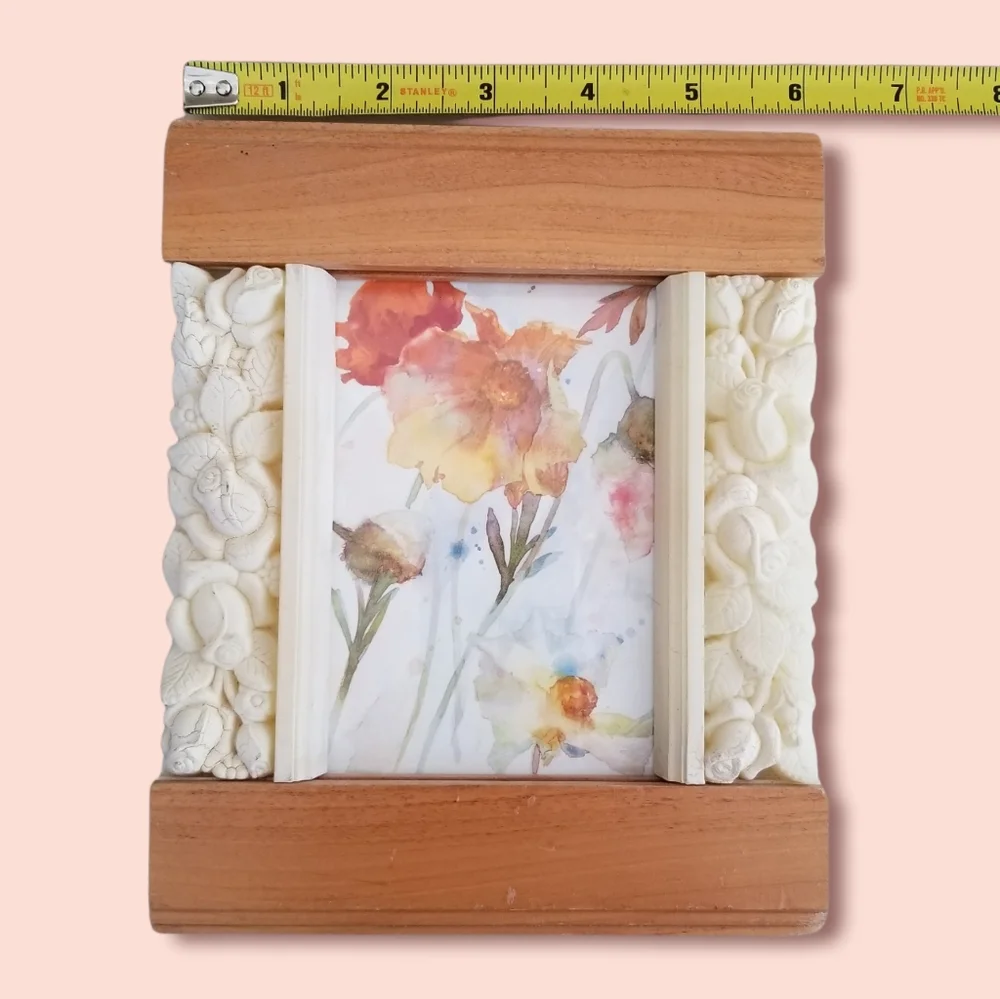 Natural Wood and Acrylic Roses 4 1/2 x 3